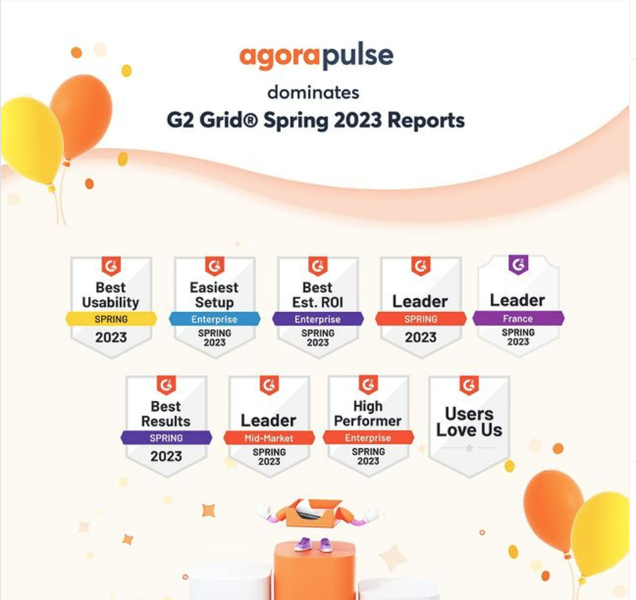 Screenshot of Agorapulse G2 Awards for 2023